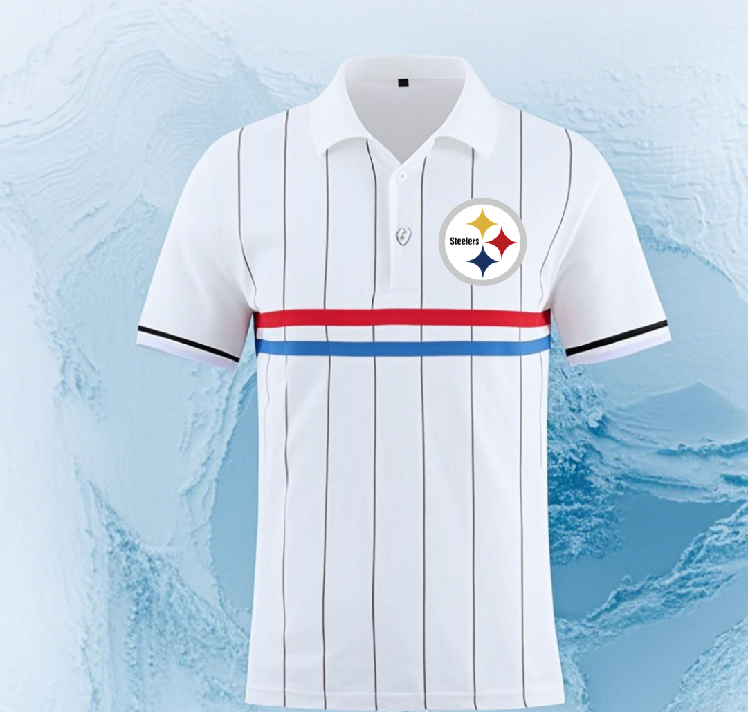 Pittsburgh Steelers white style 2 Men 2025 NFL polo T shirt